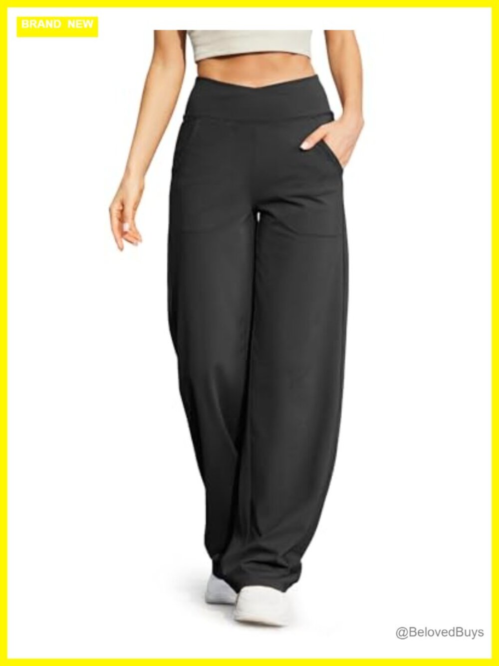 Wide Leg Yoga Pants Crossover High Waist with Pockets